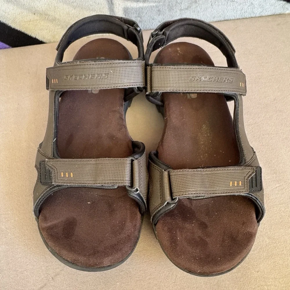 Size 14 - Skechers Mens Sandals Extra Wide Relaxed Fit Louden Brown 64487EWW